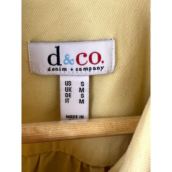 Denim & Co QVC Sz S Yellow 100% Cotton Jacket with Peplum Hem Classic Spring - Picture 2 of 4